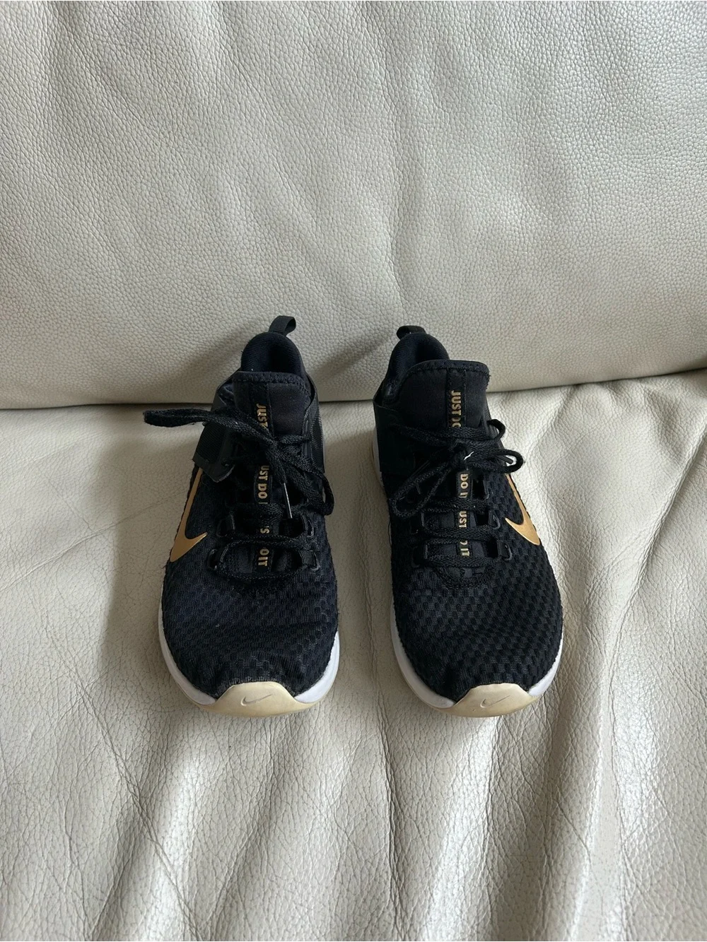 Women's Nike Black and Gold Running Shoes, Size 7 1/2